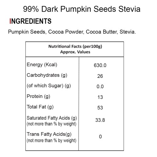 BOGATCHI Stevia Sugarfree Chocolate Bar, Pumpkin Seeds, 80g